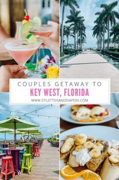 the collage shows several different places to eat and drink in key west, florida