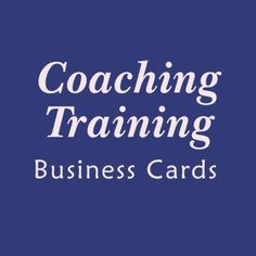 the coaching training business cards are blue with white lettering and a black cat on it