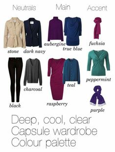 Deep Winter Outfits Capsule Wardrobe, Deep Winter Capsule Wardrobe, Winter Skin Tone, Drapey Dress