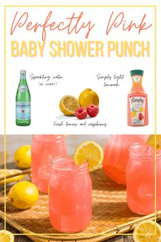 baby shower punch with lemons and raspberries