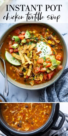 the instant pot chicken tortilla soup is ready to be eaten and put in the oven