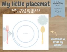 the cover of my little placemat teach your littles to set the table by print and dinner