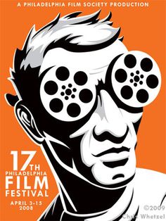 the poster for philadelphia film festival featuring an image of a man with glasses on his face