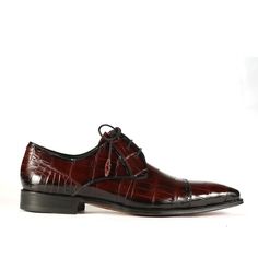 Mezlan 4818-J Men's Shoes Burgundy Exotic Alligator Skin Cap-Toe Derby Oxfords (MZS3389) Alligator Skin, Classic Shoes, World Of Fashion, Alligator, Derby