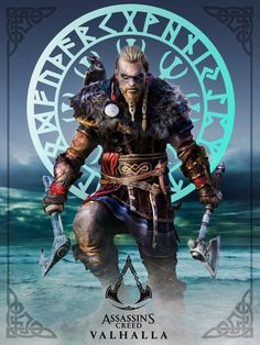 an advertisement for the video game's avatar, which features a man with two swords and