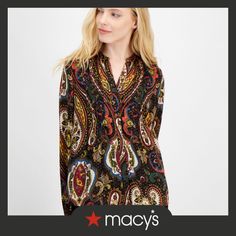 in stock Fall Multicolor Paisley Print Blouse, Paisley Print Blouse, Printed Blouse, Paisley Print, Paisley, In Store, Pick Up, Buy Online, Free Shipping