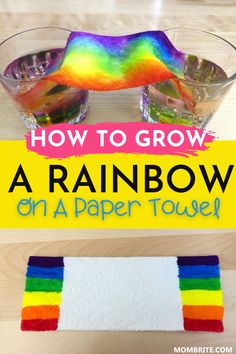 how to grow a rainbow on a paper towel with text overlay that reads, how to grow a rainbow on a paper towel