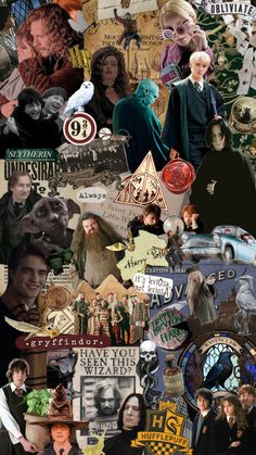 harry potter collage with many different pictures