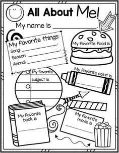 all about me worksheet for students to practice their writing skills and read alouds