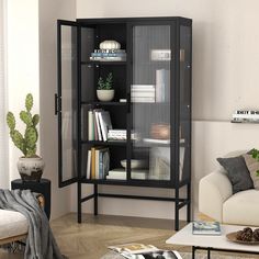 a living room filled with furniture and a book shelf