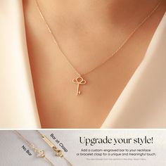 "14k 18k Solid Gold Key Diamond Necklace, Diamond Key Necklace, Dainty Gold Key Lock Necklace, Diamond Key Pendant Necklace Gift for Her Material: Solid Gold (real gold, not gold plated or gold filled material) Karat: 14K (585) , 18K (750) - Optional Pendant Width:  1.00 cm Pendant Height:  1.60 cm Available Gold Colors: Yellow gold, rose gold and white gold (optional) Diamond weight: 0.01 ct  Diamond color: G-H Color Diamond clarity: SI You can customize your chain length and thickness. Chain Length - 14 inches (choker) Chain Length - 16 inches adjustable 15 inches Chain Length - 18 inches adjustable 16 inches Chain Length - 20 inches adjustable 18 inches Chain Length - 22 inches adjustable 20 inches We put an additional adjustment ring on the necklace to use it shorter. We produce the ne Elegant 14k Stamped Yellow Gold Charm Necklaces, Formal 14k Gold Clavicle Chain Charm Necklaces, Formal 14k Gold Pendant Charm Necklace, Elegant 14k Stamped Charm Necklaces As Gift, Elegant 14k Gold Charm Necklace For Valentine's Day, Elegant 14k Stamped Rose Gold Charm Necklace, Elegant 14k Stamped Necklace For Valentine's Day, Elegant 14k Gold Charm Necklace For Gift, Elegant Yellow Gold Charm Necklace For Mother's Day