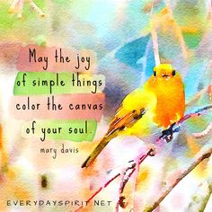 a yellow bird sitting on top of a tree branch with a quote from mary davis