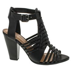 Delcious Women's Aliya Strappy Gladiator Open Toe Stacked Heel Sandal Size: 8.5 B(M) US.  Color: Black.  Gender: female.  Age Group: adult. Stacked Heel Sandal, Heel Sandal, Stacked Heel, Gender Female, Open Toe, Clothing And Shoes, Sandals Heels, Womens Sandals, Age Group