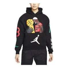 (WMNS) Air Jordan x Nina Chanel Abney Hoodie 'Black' DO4159-010 Black Sportswear Hoodie For Outdoor Activities, Black Hoodie With Ribbed Cuffs For Outdoor Activities, Black Sportswear Hoodie With Logo Print, Black Hoodie With Logo For Sports Events, Black Sporty Hoodie With Logo Print, Sports Black Hoodie With Double-lined Hood, Black Hoodie With Drawstring For Sports, Black Hoodie With Drawstring For Sports Events, Black Sports Hoodie With Double-lined Hood