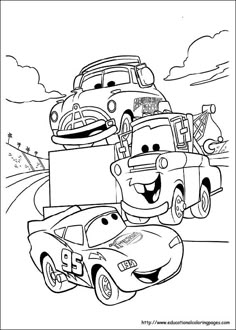 cars coloring pages for kids to print out and color with the characters from disney's cars