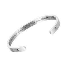 PRICES MAY VARY. grandmother cuff bracelet granddaughter jewelry gifts bangle wedding birthday Inspirational Cuff Bracelets Personalized Gift for Grandma Mom Daughter Niece Aunt Engraved Hidden Message Stainless Steel Bangle Birthday Christmas Mother's Day Valentine's Day Birthday Wedding Size: width: 0.24"(6mm); diameter:2.4"(62mm). Thickness: 0.1'' (2.5mm). Adjustable open size bent easily can fit for most wrist. Adjustable Silver bracelet with " The love between a Grandmother and Granddaughte Etched Sterling Silver Bangle Bracelet For Gift, Etched Sterling Silver Bangle Bracelet For Wedding, Adjustable Engraved Sterling Silver Bangle Bracelet, Personalized Silver Bangle For Mother's Day, Granddaughter Jewelry, Adjustable Silver Bracelet, Nickel-free Bangle Charm Bracelet For Personalized Gift, Hammered Silver Ring, Steel Gifts