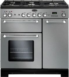 an oven with two burners and one door on the front is shown in stainless steel