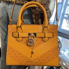 Michael Kors Hamilton Small Satchel Shoulder Crossbody Bag Cider Multi Color Nwt Authentic Crafted From Snakeskin-Crocodile Pattern With Smooth Trim, This Updated Take On The Iconic Hamilton Satchel Features A Belted Silhouette Accented With A Polished Padlock Charm. Complete With A Crossbody Strap And An Organized Interior, It’s The Statement Bag Your Closet Is Craving. Michael Kors Logo At Front Zip Top Closure Gild Toned Hardware Mk Key & Lock On Front Custom Mk Fabric Lining 1 Slip-In Pocket Gold Michael Kors Shoulder Bag With Detachable Handle, Michael Kors Cognac Shoulder Bag With Branded Hardware, Michael Kors Cognac Bag With Detachable Strap, Luxury Michael Kors Bag In Cognac Color, Luxury Michael Kors Bag In Cognac, Luxury Michael Kors Cognac Bag, Michael Kors Cognac Bag With Gold-tone Hardware, Michael Kors Logo, Cute Handbags