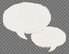 two white speech bubbles on a gray background