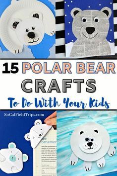 polar bear crafts for kids to make with paper plates and other things that are on display