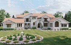 this is an artist's rendering of a house in the country side with landscaping