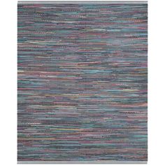 a multicolored rug with fringes on the top and bottom, in various colors