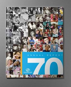 an annual report cover with images of people in the 70's and seventiess