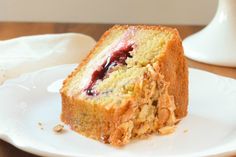 a piece of cake sitting on top of a white plate