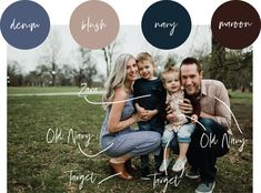 a family photo with the names of their parents and children on them, all in different colors