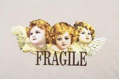 three angels with the word fragile on them