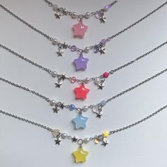 beads necklace Made with heart and meticulousness. There are 5 colors to choose from. Material: Stainless, alloy Star Necklace Beads, Star Jewelry Necklace, Jewels Diy, Enchanted Jewelry, Diy Pendant Necklace, Diy Collier, Necklace Beads, Handmade Beaded Necklaces, Jewelry Accessories Ideas