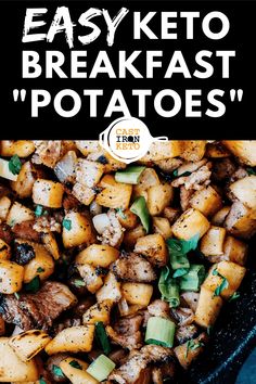 easy keto breakfast potatoes in a cast iron skillet