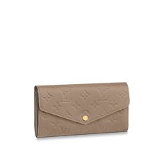 LOUIS VUITTON® - Sarah Wallet - Turtledove Sarah Grey, Wallet Luxury, Louis Vuitton Sarah Wallet, Lv Wallet, Luxury Wallet, Louis Vuitton Official, Monogrammed Leather, Color Dorado, Press Studs