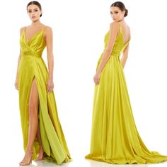 Reposhing This Item I Purchased From @Thestylededit. Loved It, But Ready To Rotate For Something New. Questions? Leave A Comment Below! Chartreuse Bridesmaids Dresses, Chartreuse Dress, Cap Sleeve Evening Gowns, Grecian Gown, Cold Shoulder Gown, Flowy Gown, Draped Gown, Different Photos, High Low Gown