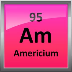 the chemical symbol for americum is shown in this square button with silver frame