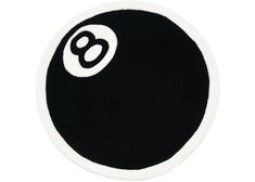 a black and white ball with the number eight on it