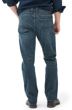 Crafted in a premium Italian vintage stonewash, these staple jeans are finished with a light sanding and a heavy wash that add to the supreme softness. 32" inseam; 16 1/2" leg opening; 11" front rise 99% cotton, 1% elastane Machine wash, line dry Imported Rugged Standard Cut Denim Jeans, Rugged Denim Jeans With Standard Cut Leg, Dark Wash Stonewashed Straight Leg Jeans, Rugged Washed Blue Jeans, Stonewashed Straight Leg Rigid Denim Jeans, Rugged Light Wash Straight Leg Bottoms, Rugged Washed Blue Straight Leg Jeans, Denim Blue Stonewashed Straight Leg Jeans, Rugged Medium Wash Jeans With Five Pockets