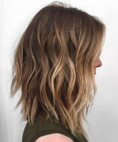 Brunette Long Choppy Bobs, Bob Lung, Bob Balayage, Light Brown Balayage, Brunette Ombre, Wavy Lob, Lob Hairstyle, Lob Haircut