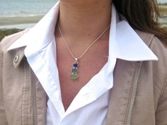 Three Tier Bezel Set Sea Glass Necklace Sea Glass Necklace Sea Glass Jewelry Beach Glass Necklace Beach Glass Jewelry Sea Glass - Etsy Necklace Styles, Coastal Fall, Beach Glass Jewelry, Beach Glass Necklace, Silver Initial Charms, Popular Necklaces, Sea Glass Ring, Sea Glass Colors, Premier Jewelry