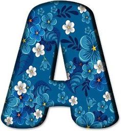 the letter a is made up of blue and white flowers