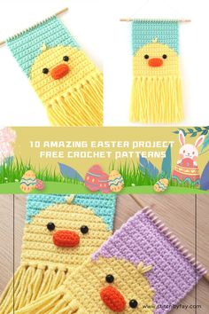 If you haven’t prepared Easter gifts yet, you might as well refer to these 10 Amazing Easter FREE Crochet Patterns. They include bunny, egg and chick, etc., #freecrochetpattern Crochet Wall Hanging Nursery, Crochet Nursery Wall Hanging Free Pattern, Crochet Easter Wall Hanging, Easter Wall Hanging, Crochet Easter Basket, Easter Patterns, Crochet Graphs, Crochet Wall Art