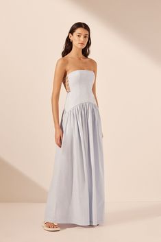 Ice Blue Dresses, Ice Blue Dress, Slate Blue Wedding, Blue Wedding Guest Dresses, Ice Dresses, Shona Joy, Tent Dress, Strapless Maxi, Formal Dresses For Weddings