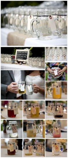 many different images of jars with labels on them and some people holding their hands together