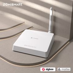 a white router sitting on top of a table