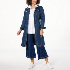 C Wonder by Christian Siriano Denim Shirt Dress  C Wonder pairs the classic trench silhouette to easygoing denim for laidback versatility. Denim Trench Coat, Fitted Coat, Denim Shirt Dress, Christian Siriano, Fall Shopping, Dress C, Outerwear Women, Denim Shirt, Outerwear Jackets