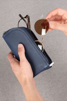 Dual Eyeglasses Case · Navy by Capra Leather Modern Portable Wallets For Everyday Use, Modern Everyday Wallet, Modern Wallets For Daily Use, Versatile Everyday Cases With Case Included, Everyday Portable Rectangular Case, Modern Protective Case For Daily Use, Classic Portable Cases For Daily Use, Hard Crafts, Sunglasses Display