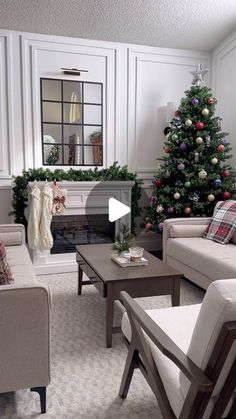 a living room filled with furniture and a christmas tree