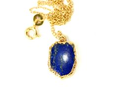 Lapis necklace, lapis lazuli pendant, December birthstone, blue stone, a gold vermeil lined lapis lazuli on a 14k gold filled chain - 04B2 A one of a kind, gold vermeil lined lapis lazuli gemstone hanging from a 14k gold filled chain in the length of your choice! Please choose your favorite gem as shown in the third photo :) Need a few reasons to love Lapis Lazuli other than for its beauty? ♥ Inner truth ♥ Inner power ♥ Love ♥ Purification ♥ Intuition ♥ Positive magic ♥ Self-confidence ♥ Manifes Gold Lapis Lazuli Gemstone Necklace, Gold Lapis Lazuli Necklace As A Gift, Gold Lapis Lazuli Necklace For Gift, Gold Lapis Lazuli Spiritual Necklace, Gold Lapis Lazuli Pendant Necklace, Yellow Gold Lapis Lazuli Necklace For Gift, Lapis Necklace, Inner Power, Lapis Lazuli Pendant