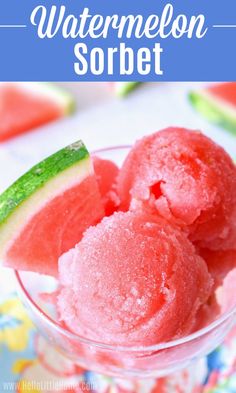 watermelon sorbet in a small glass bowl