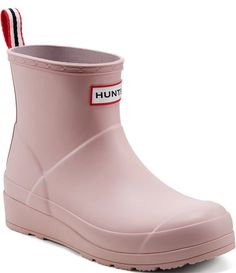 From Hunter&#x2C; the Play Short Rain Booties feature:Rubber upperWaterproofSlip onBack pull tabRecycled polyester liningRubber outsoleApprox. 5.5" boot shaft heightApprox. 13" boot shaft circumferenceApprox. 1" heel heightImported. Hunter Play Boots, Weatherproof Boots, Short Rain Boots, Dillard's, Hunter Boots, Boot Shoes Women, Rain Boots, Bootie Boots, Shoe Boots